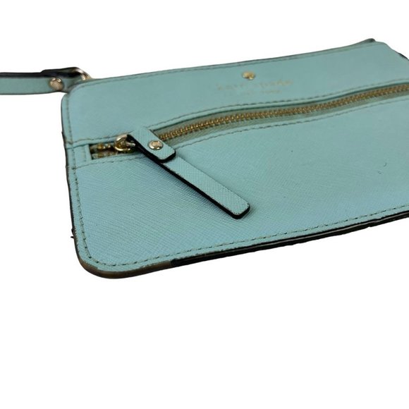 Kate Spade New York Aqua Blue Wristlet Coin Purse 100% Cow Hide Genuine Leather - Picture 6 of 16